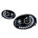 KUNYOS Front Lights with Sequential Turn Signal For VW Beetle LED Headlight 2013-2017 Headlights DRL Turn Signal High Beam Tear Eye Projector Lens(Right)