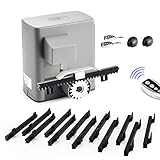 CO-Z RA1401 280W Automatic Sliding Gate Opener Kit, Electric Gate Opener for Doors up to 600kg 12m, Rack Driven Driveway Garage Garden Gate Hardware Kit w Remote Controls Infrared Sensors Gear Racks
