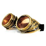 4sold Round Rave Gold Novelty Cosplay Steampunk Goggles UK Ultra Premium Quality Cyber Glasses Glasses Victorian Punk Style Welding Cosplay in a Gothic Style Goth Rustic Rivet Vintage