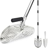 Sand Scoop for Metal Detecting, Stainless Steel Detector Scoop, Metal Detecting Shovel with Long Steel Handle, Metal Detecting Accessories , Metal Detector Accessories, Beach Scoop Sand Sifter