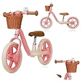 lionelo 12'' Balance Bike ALEX for kids 3,4,5 year old, Up to 30kg, Lightweight, Adjustable Seat & Handlebar, 12 inch wheels with EVA Foam Tires, Basket, Bell, Training Bicycle No Pedal, Boys & Girls