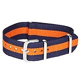 Stands Out, Supplying Outstanding Gifts NATO Style Watch Strap Band Army Military Nylon Webbing - Navy and Orange Striped, 20mm