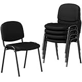 COSTWAY Set of 2/4/5/6/10 Stackable Reception Chairs, Upholstered Armless Office Meeting Conference Chair, Computer Desk Seat Guest Visitors Chairs for Home Office (54 x 57 x 78 cm, 5PCS)