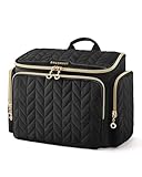 BAGSMART Travel Toiletry Bag, Large Wide-Open Travel Bag for Toiletries, Makeup Cosmetic Travel Bag with Handle, Black