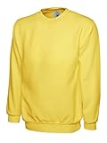 Mad Ink Plain Classic Crewneck Sweatshirt Jumper Top (M, Yellow)
