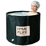 Portable Foldable Bathtub, Soaking Bathtub for Shower and Ice Bath, Home Sauna SPA Bath Tub for, Cold Plunge Tub for Recovery (80 x 65cm)