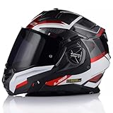 LS2 FF901 ADVANT X Motorcycle Fibreglass Modular Flip-Up ECE22.06 Certified Dual Visor Motorbike Helmet, SPECTRUM RED