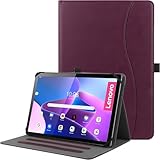 HGWALP Universal Case for 9inch-10.5inch Tablet,Multi-Viewing Angels PU Leather Stand Folio Case Cover with Handstrap for 9" 10.1" 10.5"Touchscreen Tablet, with Adjustable Fixing Silicon Band-Purple