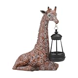 FewNvWa Garden Giraffe Statue with Solar Light Lawn Ornament for Yard Backyard Porch
