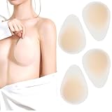 Valicaer Invisible Bra 2 Pairs,Reusable Silicone Nipple Covers,Stick on Bra for Women – Strapless Adhesive Push Up Bra, Backless Silicone Self Stick Bra for Dresses Swimwear Party Weddings (Medium)