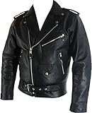 Unicorn London Mens Classic Brando Real Leather Jacket #B2 (Large) Black