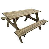 BrackenStyle Tiptree 6 Seat Wooden Picnic Bench - Durable Pub A Frame Picnic Table - Dip Treated Scandinavian Pine (140cm | 6 Person)