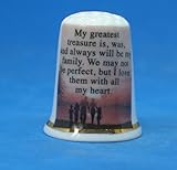 Birchcroft Porcelain China Collectible Thimble - My Greatest Treasure is Family - with Display Box
