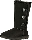 UGG Girls K Bailey Button Triplet II Pull-on Boot, Black, 13 M US Little Kid