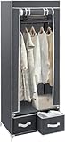 M.J COMFY-LIFE Portable Wardrobe 160x60x43cm - Foldable Closet Organizer with Clothes Rail, Wardrobe Storage Organiser for Bedroom, Space-Saving Bedroom Furniture with Non-Woven Fabric Cover (grey)