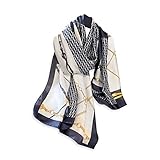 LumiSyne Silk Scarf For Women Chain Stripe Print Paisley Pattern Retro Luxury Style Lightweight Long Large Scarves Warm Neck Scarf Stole Sunscreen Shawl Wrap All Season