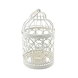 Shiwaki White metal Tealight Hanging Birdcage Lantern, Vintage Decorative Centerpieces of Wedding & Party, Festival Candle Holder, Home Decoration