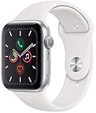 Apple Watch Series 5 (GPS, 44mm) Silver Aluminum Case with White Sport Band (Renewed)