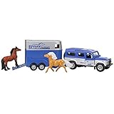 Breyer Bandai Land Rover and Trailer Playset With 2 Horses | 2 Stablemates 1:32 Scale Horse Toys And Land Rover with Trailer | Plastic Animal Figures Make Horse Gifts For Girls And Boys