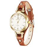 OFFCUP Women's Leather Quartz Watch, Thin Strap Ladies Watches, Analog Quartz Watches with Retro Dial, 3 Hand Quartz Watch, Premium Fashion Wrist Watch for Women Ladies Girls