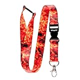 ROLSELEY Lanyard Neck Strap FLAMES/FIRE Pattern With Metal Lobster Claw Clip And Safety Breakaway for ID and Passes for Everyday Use at Office, School, Events