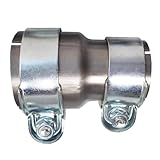 MOCNT Stainless Steel Exhaust Clamp Pipe Connector 55mm to 65mm Lap Joint Band Clamp Sleeve Reducer Muffler Tube Coupler