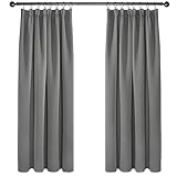 Deconovo Grey Blackout Curtains Thermal Super Soft Pencil Pleat Curtains Bedroom 46 x 54 Drop Inch Light Grey 2 Panels