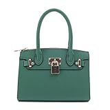 EVVE Women's Evening Bag Party Clutches Mini Satchel Purses Cocktail Prom Handbags with Chain and Lock, Kelly Green