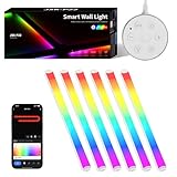 KEIWRLIGHT Smart LED Wall Lights, Music Sync Voice Control DIY RGB Light Bar with 16M+ Color & 44+ Scenes, Dimmable Home Decor Wi-Fi Wall Light for Gaming Room TV Bedroom (6 Lines)