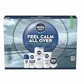 NIVEA MEN Feel Calm All Over Skincare Gift Set (5 Products) - Men Gift Set for Sensitive Skin - Includes Shower Gel, Face Wash, Face Moisturiser, Creme, and Anti-Perspirant
