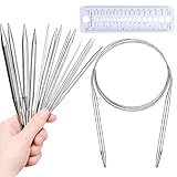 Wendergo Stainless Steel Circular Knitting Needles - 8 Piece Set, 2 mm to 8 mm, Yarn Needles for Weaving Projects