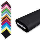 Fashion Track Black Fabric Cotton by The Metre UK - 58 Inches / 147.5 cm Wide - 100% Cotton Fabric Plain - 60 Square - Available in 20 Colours and 5 Sizes (1 Metre, Black)