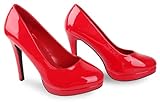 Bismaa Mens Womens Drag Queen Cross Dresser HIGH Heel Round Toe Court Shoes Big Sizes UK 9,10,11,12 (UK 11/EU 45, Red Patent)
