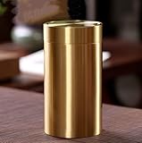 Metal Tin Tea Sugar Coffee Tea Sealed Storage Box Jar Canister Portable Brass Caddy (Large)