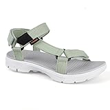 riemot Women's Sports and Outdoor Sandals, Comfortable Summer Sandal with Adjustable Straps, Open-Toe Slip-On Flats, Lightweight Casual Beach Shoes for Walking, Hiking, Trekking, Green, UK 6