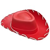 Adults Red Cowboy Hat for Men & Women – EVA Foam Western Fancy Dress Accessory with Chin Tie – Unisex Costume Hat for Wild West, Cowgirl, Cowboy, Jessie Outfits, Fancy Dress Parties & Themed Events
