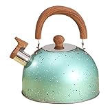Kettle (2 L) I Stainless Steel Tea Kettle I Whistling Kettle with Bakelite Handle I Scratch-Resistant I Kettle for Induction Hobs, Gas Hobs and Electric Hobs I Colour: Hammered Natural/Green/Purple