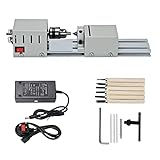 Queiting Mini Lathe 12-24V 96W Metal Small Lathe 6 In 1 DIY Wood Model Making Drilling Lathe Bead Grinding Machine for Carving And Grinding Wood
