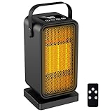 Electric Fan Heaters for Home, Portable Heater with Low Energy Silent Ceramic Heaters, 2 Modes, Overheating Protection, 1-12H Timer, Remote Control, Space Heater for Home Bedroom Office Desk Indoor