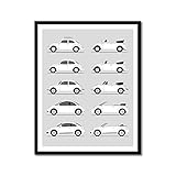 Custom Car Posters Handmade Poster compatible with History of Volkswagen VW Beetle Print Wall Art Decor of the Type 1 Super Beetle New Beetle A5 - A3 (29.7 x 42 cm) (Unframed) Lustre Print