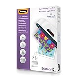 Fellowes A4 Laminating Pouches - Gloss Finish - 100 Sheets - 160 Micron (2 x 80 Micron) High Quality Finish with Image Last Directional Quality Mark - Ideal for Photos and Notices