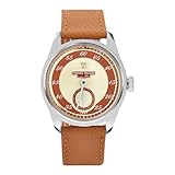 TeamMerkur Pierre Paulin Jump Hour Men Watch Salmon Dial Automatic ST17 Mechanical Watch Vintage Date Window 38mm Coffee, Coffee