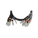 Pulse PLS00117 8 Way 6.35 mm (1/4 Inches) Stereo Jack Plug to Plug Loom, 2.5m, Black