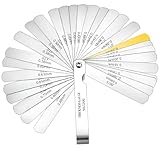 32-Blade Stainless Steel Feeler Gauge Set, 0.04-0.88 mm (0.0015-0.035 Inch), Metric & Imperial Dual Scale for Precision Gap and Thickness Measurement – Ideal for Guitars, Spark Plugs, and Pistons