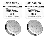 SEIZAIKEN 364 SR621SW Watch Batteries 1.55 V Silver Oxide 0% Mercury 100% Made in Japan Pack of 2