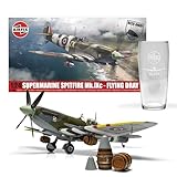 Airfix Model Set - A17001A Supermarine Spitfire Mk.IXc - Flying Dray Model Aircraft Kit - Plastic Plane Kits for Adults, Set Includes Special Edition Pint Glass - 1:24 Scale