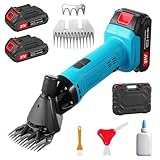 Bellanny 21V Professional Cordless Sheep Shearing Clippers, 300W 2400RPM Livestock Grooming Kit with Battery & SK5 Blade, 6-Speed Adjustable Electric Shearing Clippers for Matted and Thick Hair