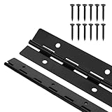 2 Pcs Black Piano Hinge, 20cm Continuous Long Hinge with 12 Screws,Heavy Duty Hinges with Holes for Wood Furniture,Piano Cabinets,Storage Box,Door Windows