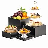 4PCS Cupcake Stand,5x6x7x8 Inch Buffet Risers,Food Display Stand Risers,White Acrylic Boxes Acrylic Risers for Display,Display Risers for Buffet Food Party Display,Cupcake Dessert Table Stands (Black)