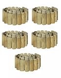 Natural Wooden Border Edging Roll Flexible Garden Fence, 1.0m x 15cm (pack of 5)